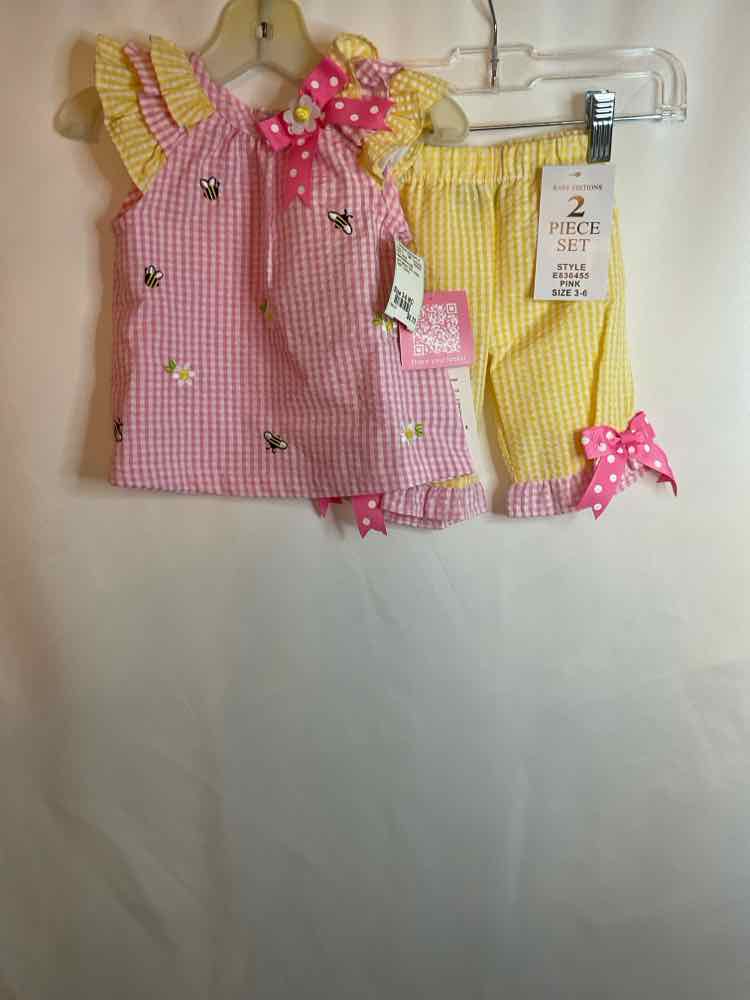 Rare Editions (B) pink yellow Infant Size 3-6 MO 2PC Casual