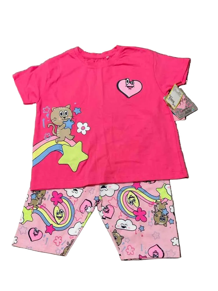 Freestyle by Danskin (D) White Pink Youth Size 7 Girl's 2PCCasual