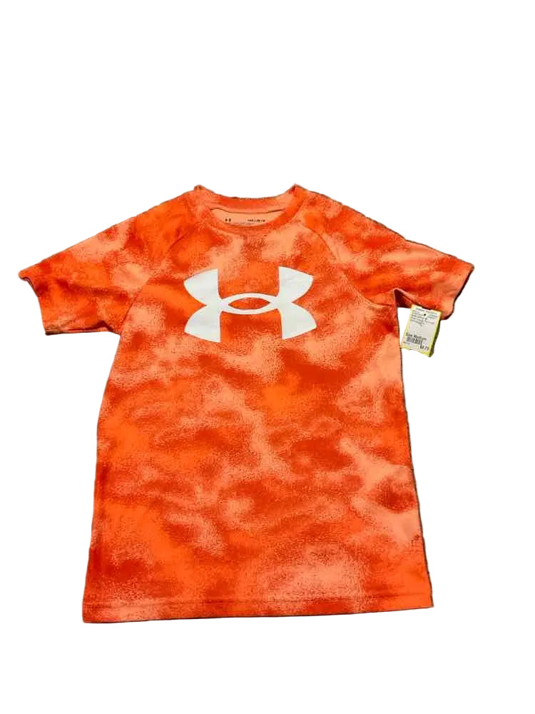 Under Armour (B) White Orange Youth Size Medium Boy's AthleticTopSS