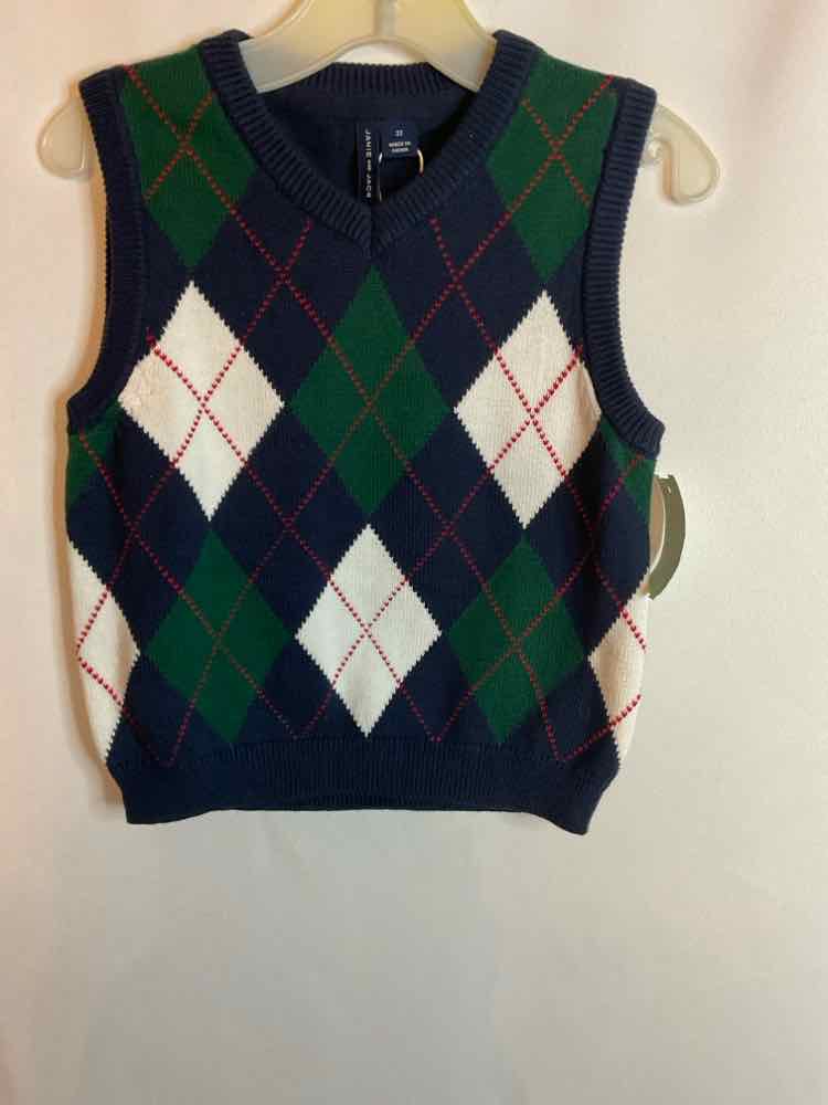 Janie and Jack (A) Blue Green Toddler Size 2T TopVest