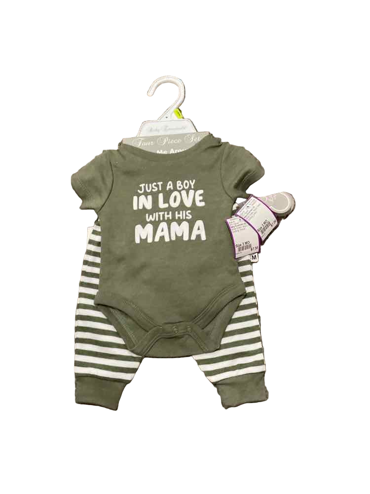 Baby Essentials (D) White Green Infant Size 3 MO Boy's 3PC Casual