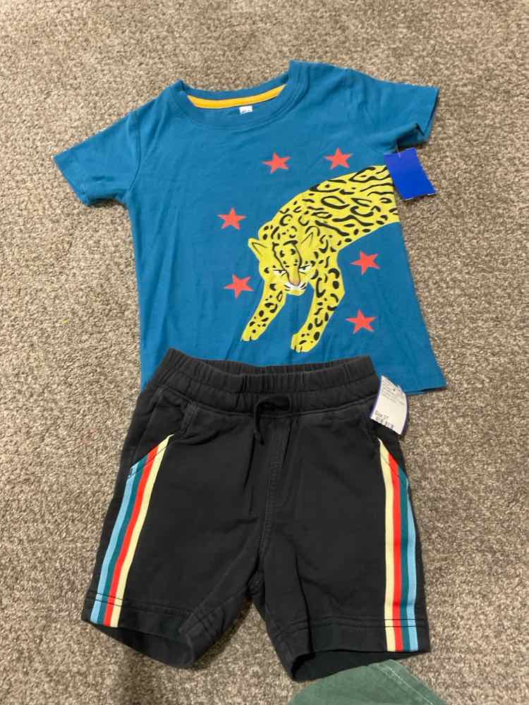 Tea Collection (A) Blue Black Toddler Size 3T Boy's 2PCCasual