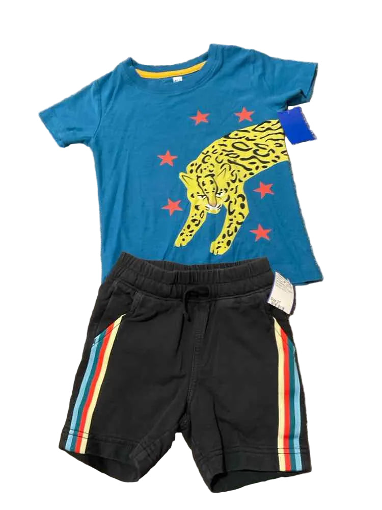 Tea Collection (A) Blue Black Toddler Size 3T Boy's 2PCCasual