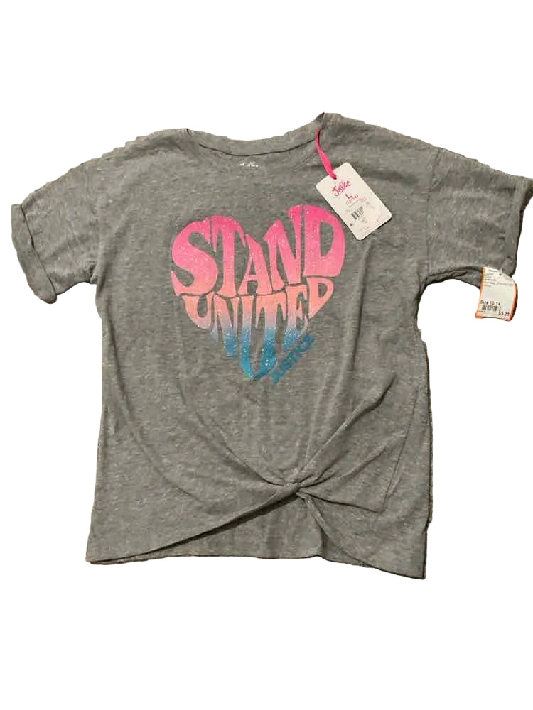 Justice (D) Pink Gray Youth Size 12-14 Girl's SSTop