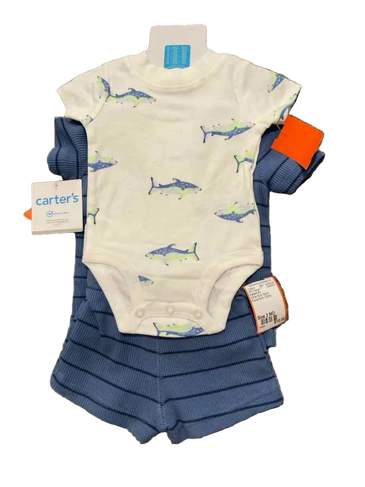 Carters (C) White Blue Infant Size 3 MO Boy's 3PC Casual