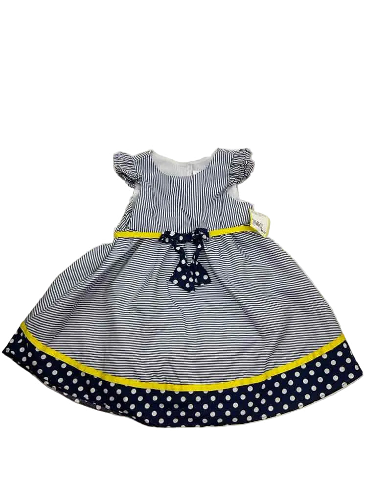Rare Editions (B) White Blue Infant Size 24 MO Girl's CasualDress