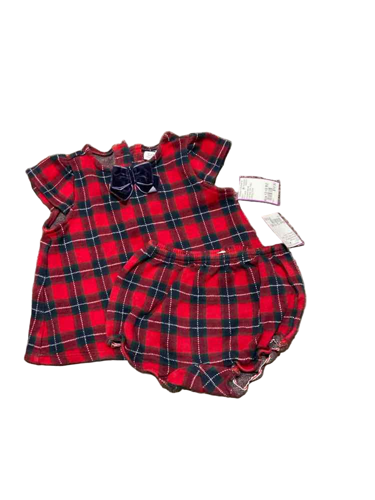Janie and Jack (A) Red Plaid Infant Size 12-18 MO Girl's 2PC Casual