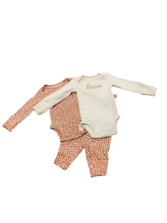 Carters (C) Brown Grey Infant Size NB Girl's 3PC Casual