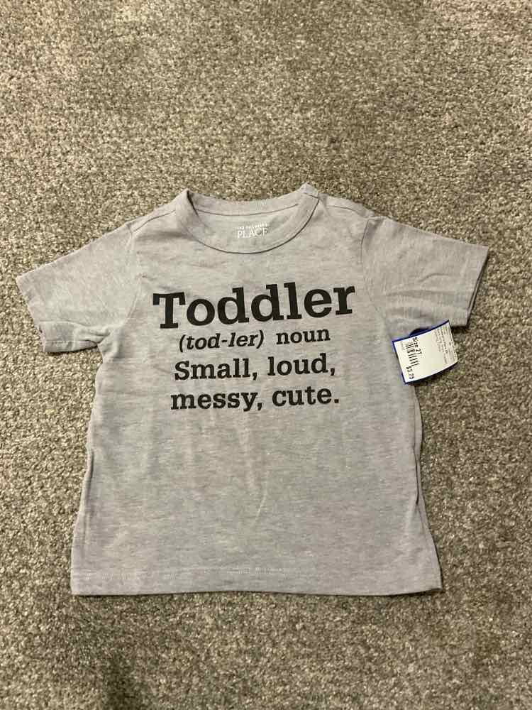 Children's Place (D) Black Gray Toddler Size 2T Boy's SSTop