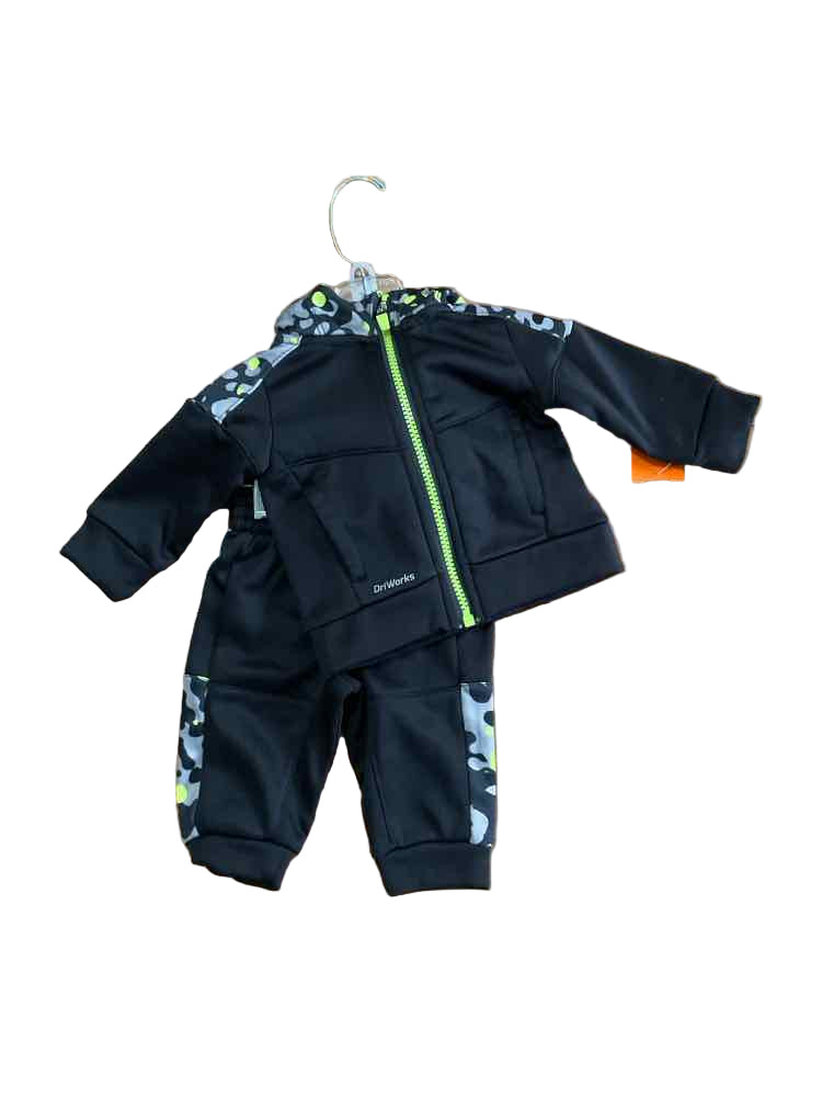 Athletics Works (D) Green Black Infant Size 0-3 MO Boy's 2PC Athletic Pant Suit