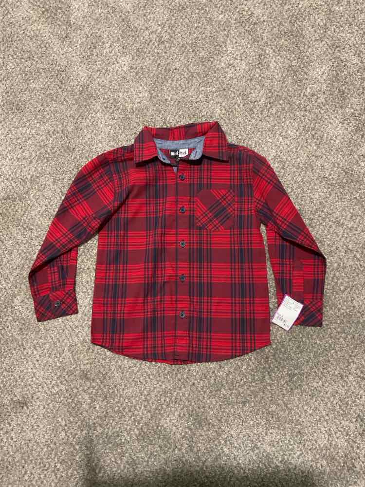 Mick Mack Red Blue Toddler Size 4 Boy's ButtondownLS