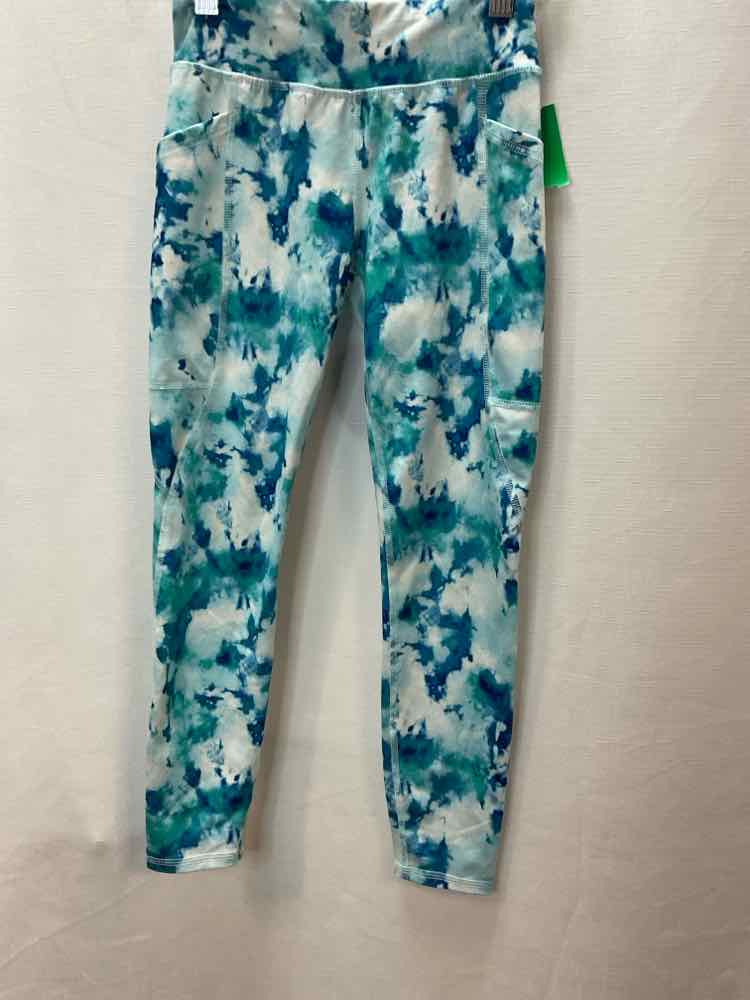 Athletics Works (D) White Blue Youth Size 7-8 AthleticLeggings