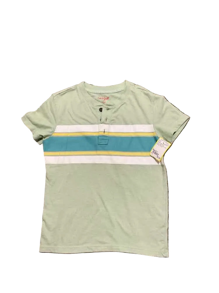 Cat and Jack (D) green striped Youth Size 6-7 Boy's SSTop