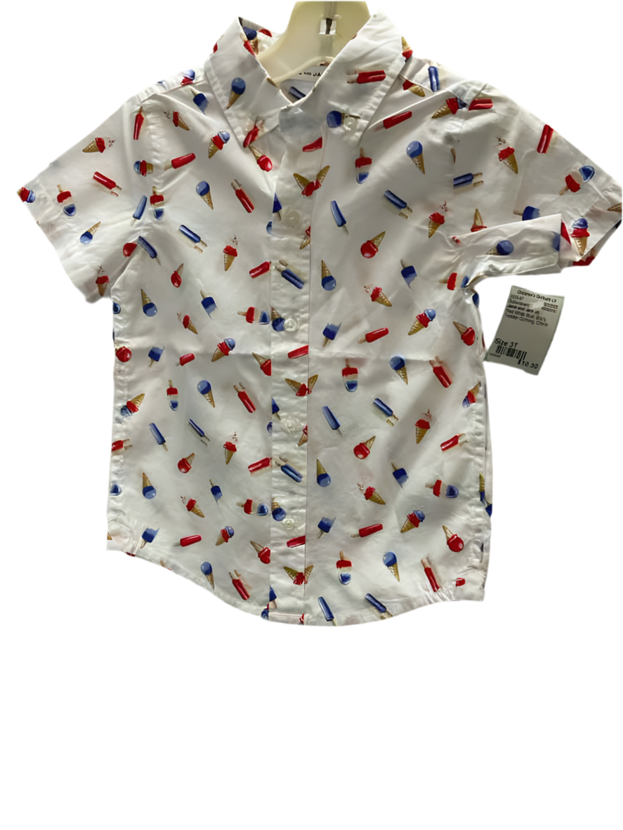 Janie and Jack (A) Red White Blue Toddler Size 3T ButtondownSS