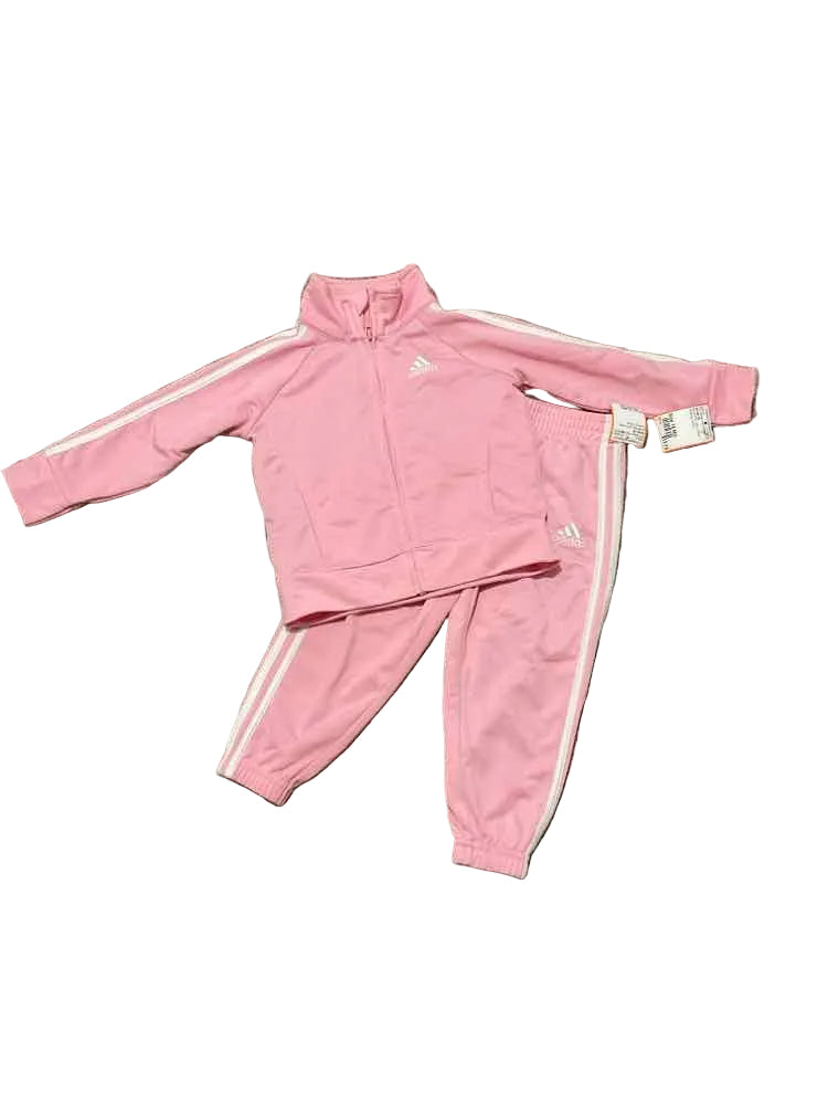 Adidas (B) White Pink Infant Size 18 MO Girl's 2PC Athletic Pant Suit
