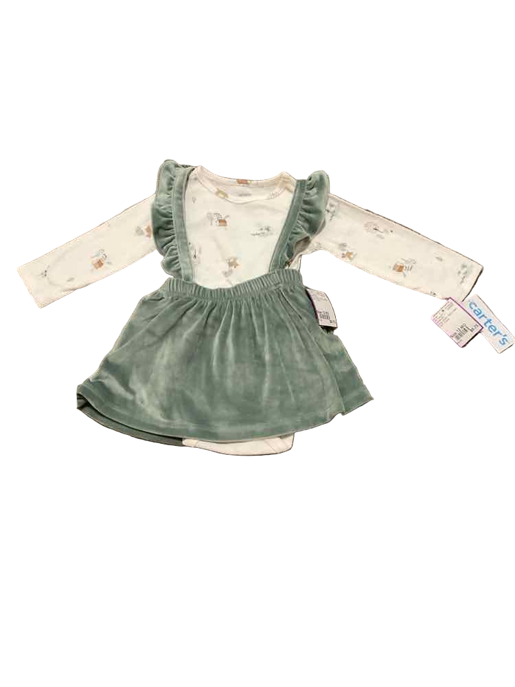 Carters (C) White Green Infant Size 12 MO Girl's 2PC Casual
