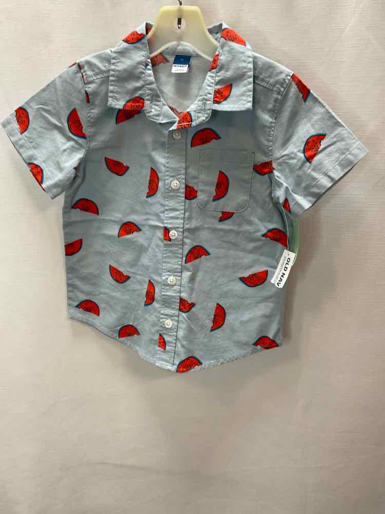 Old Navy (C) Red Blue Toddler Size 3T ButtondownSS