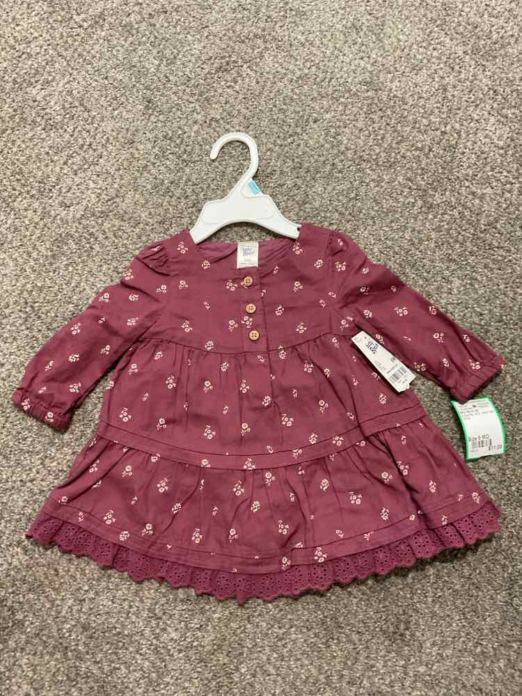 Baby Bgosh (B) Burgundy Infant Size 6 MO Girl's CasualDress