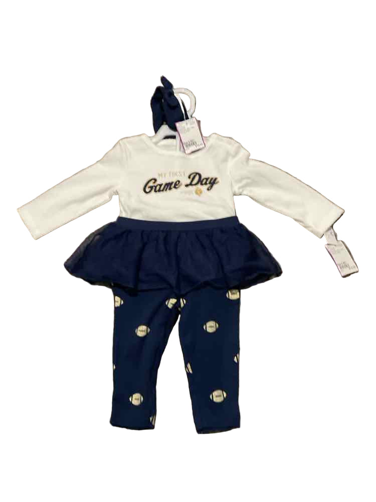 Carters (C) White Blue Infant Size 6 MO Girl's 3PC Casual