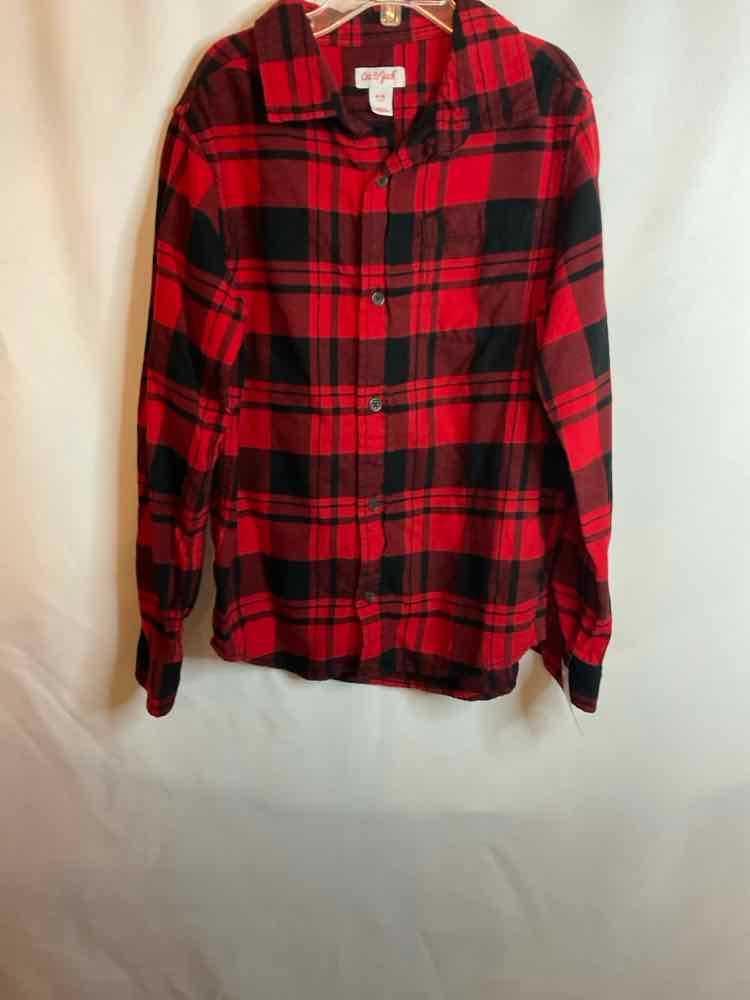 Cat and Jack (D) Red Black Youth Size 8 ButtondownLS
