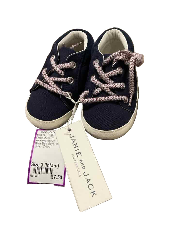 Janie and Jack (A) Infant Shoe Size 3 (Infant) White Blue Boy's Casual Shoes