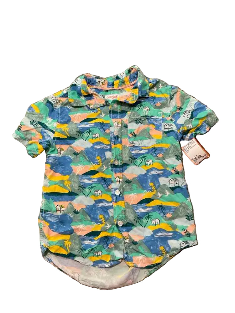Cat and Jack (D) Print Youth Size 6-7 Boy's ButtondownSS