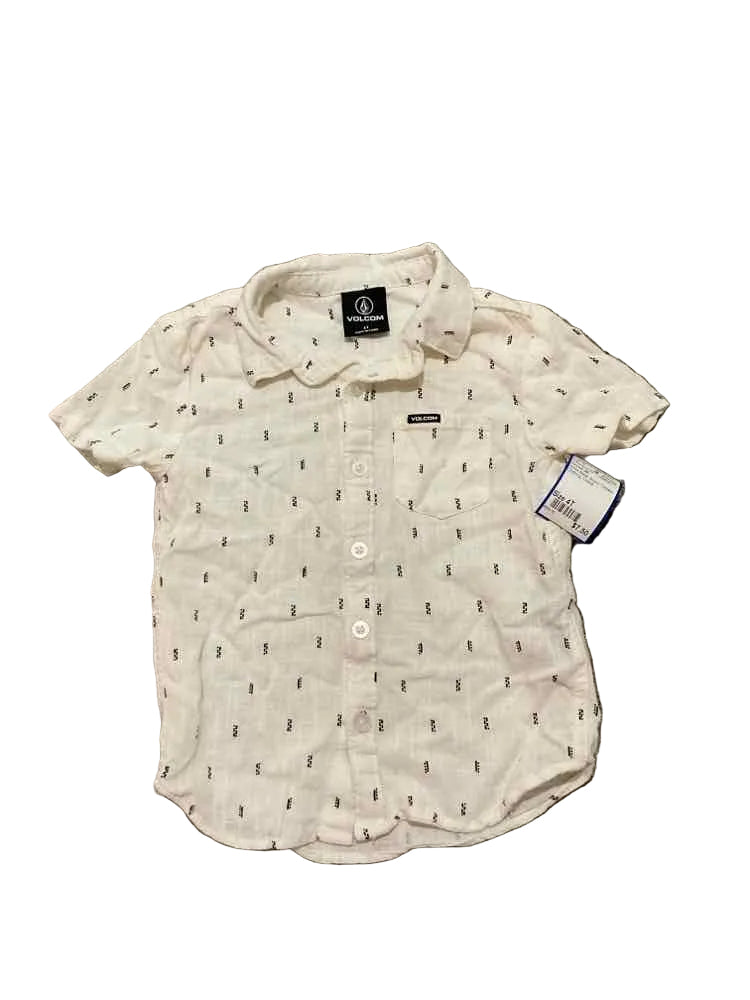 Volcom (B) White Black Toddler Size 4T Boy's ButtondownSS