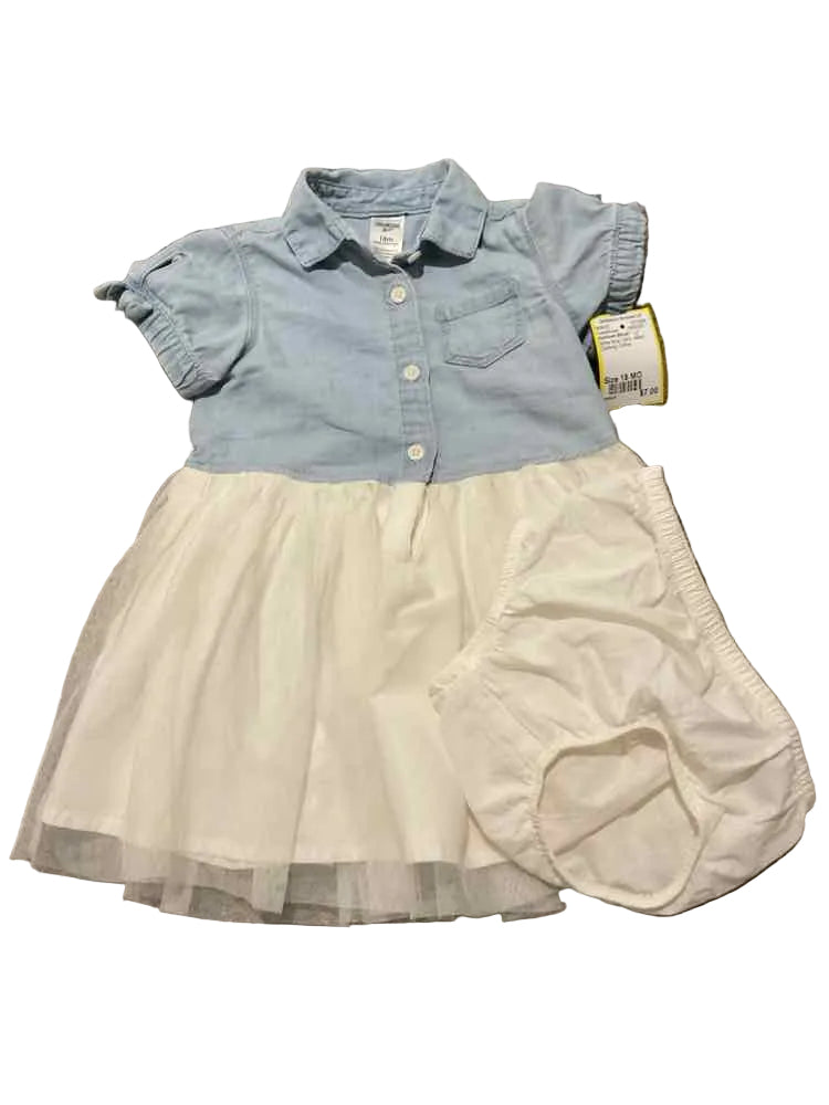 OshKosh BGosh White Blue Infant Size 18 MO Girl's CasualDress
