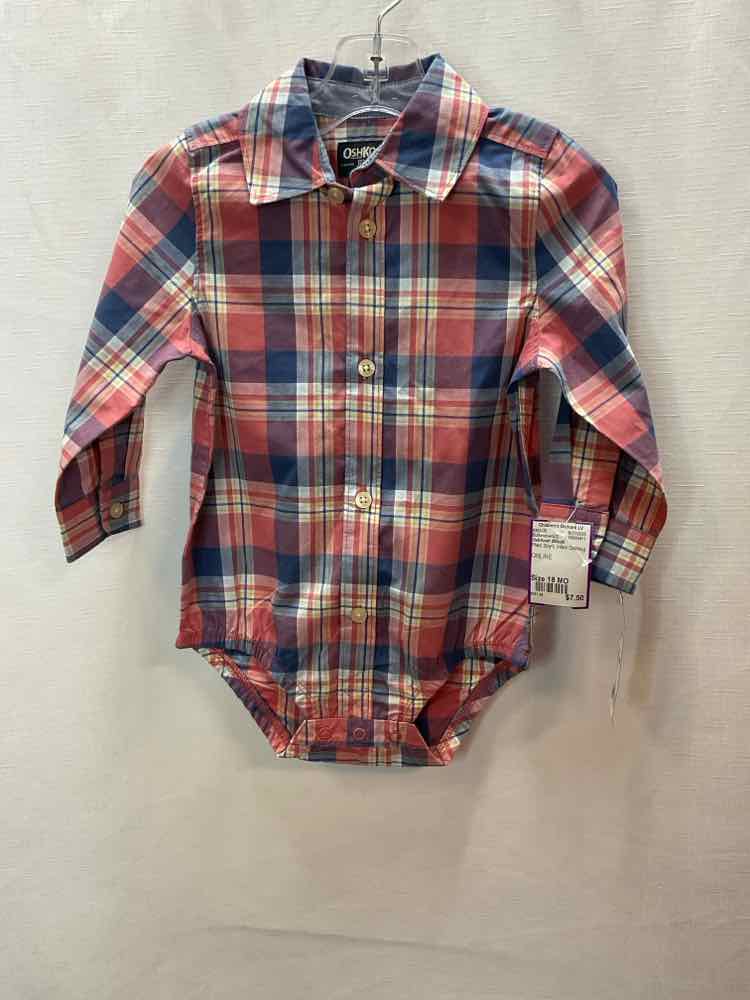 OshKosh BGosh Plaid Infant Size 18 MO ButtondownLS