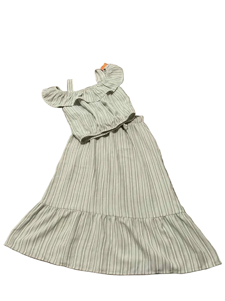 D Brand White Green Youth Size 10-12 Girl's 2PCDressy