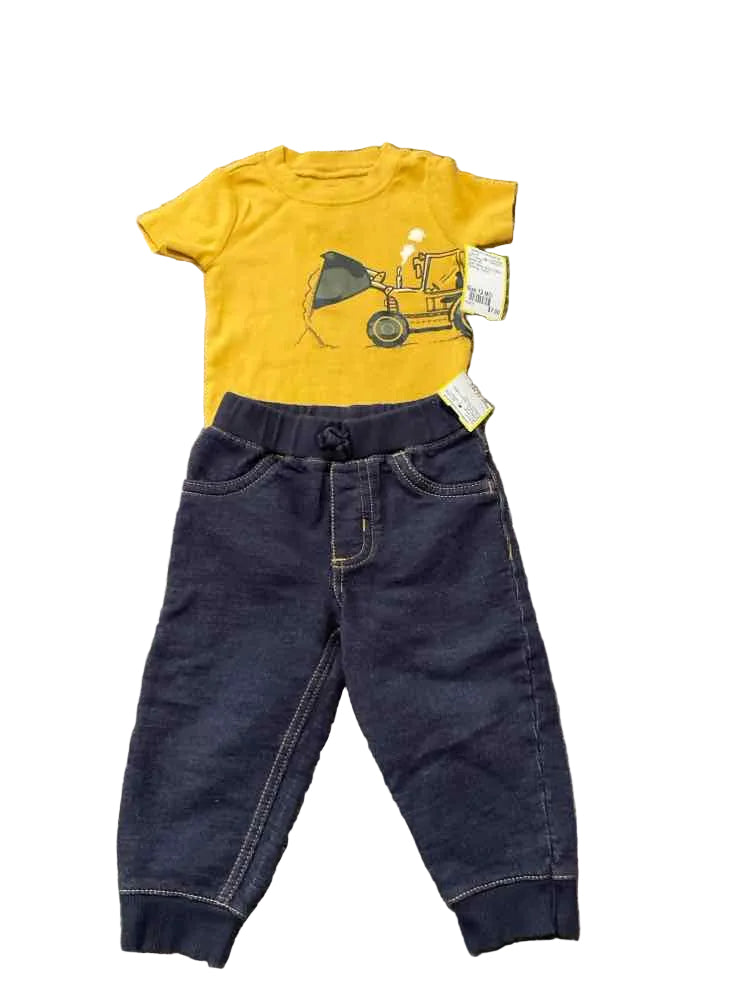 Carters (C) Blue Yellow Infant Size 12 MO Boy's 2PC Casual