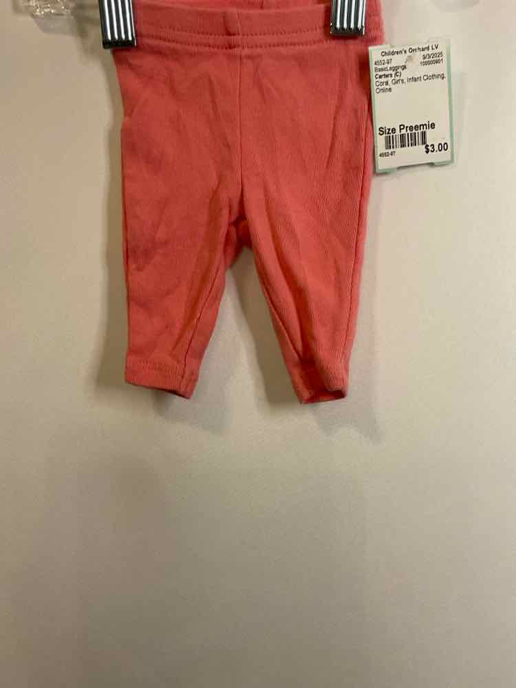 Carters (C) Coral Infant Size Preemie BasicLeggings