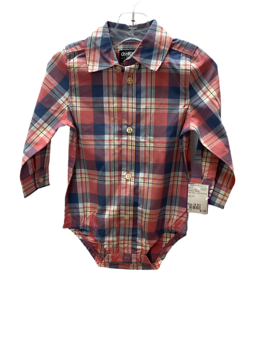 OshKosh BGosh Plaid Infant Size 18 MO ButtondownLS