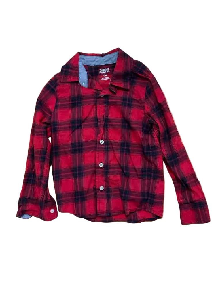 OshKosh BGosh Plaid Youth Size 6 Boy's ButtondownLS