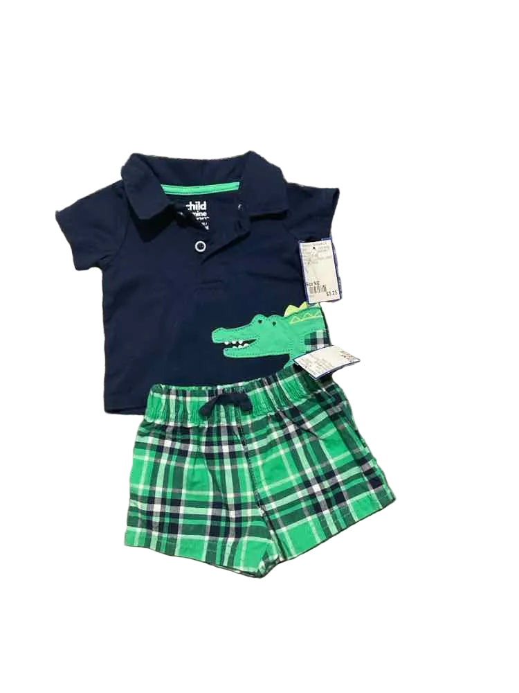 Child of Mine (D) GREEN BLUE Infant Size NB Boy's 2PC Casual