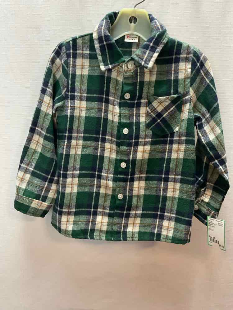 C Brand Green Plaid Toddler Size 3T ButtondownLS