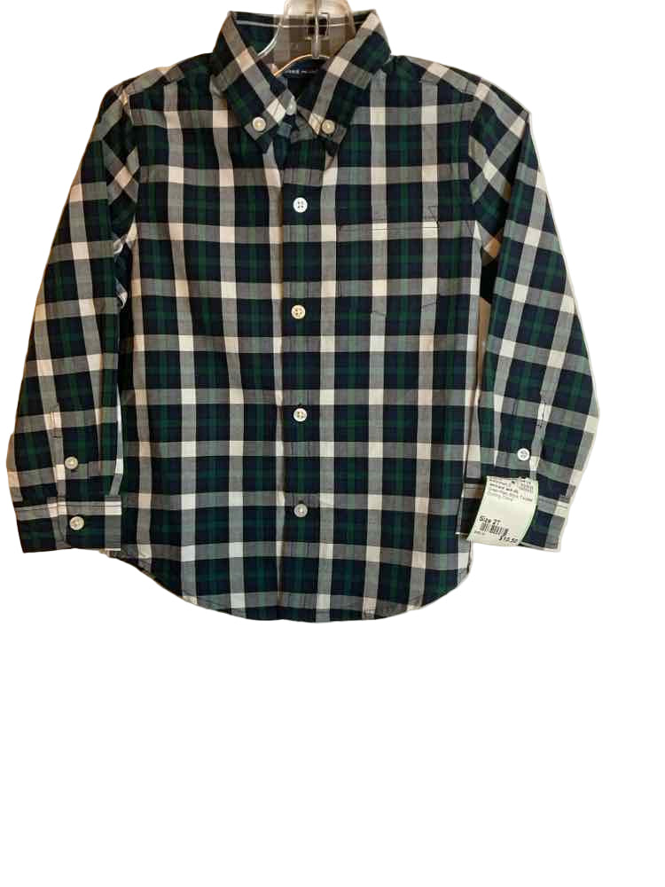 Janie and Jack (A) Green Plaid Toddler Size 2T ButtondownLS