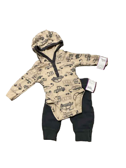 Carters (C) Brown Grey Infant Size 3 MO Boy's 2PC Casual
