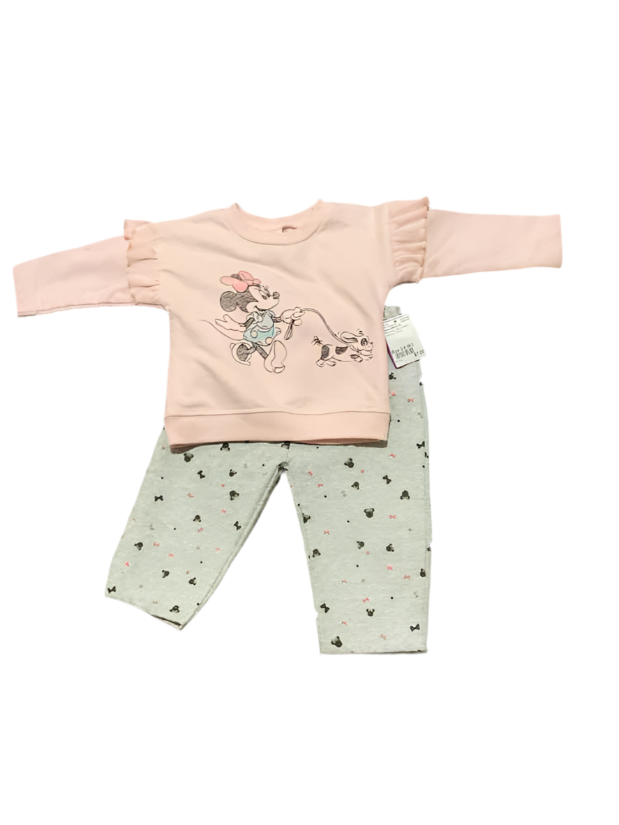 Disney Babies (C) Pink Gray Infant Size 3-6 MO Girl's 2PC Casual