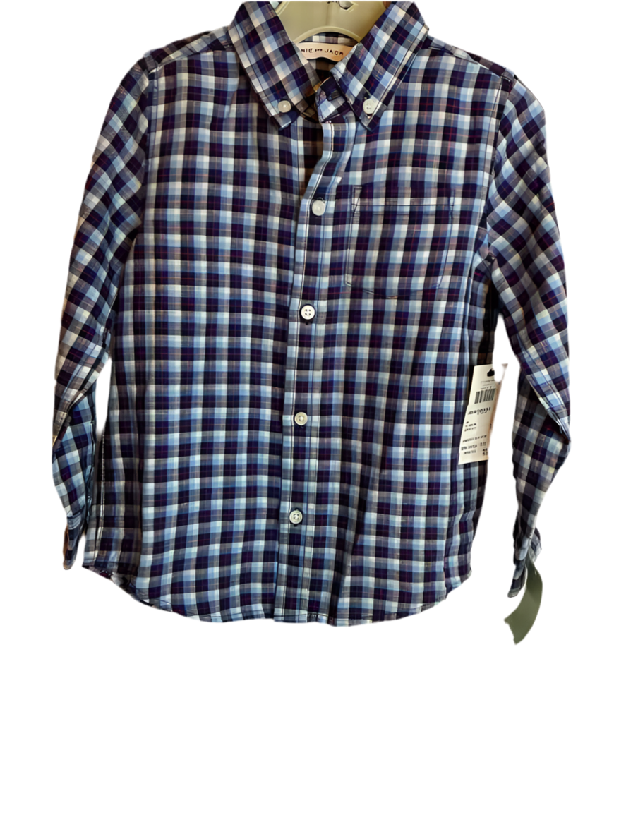 Janie and Jack (A) Blue Plaid Toddler Size 3T ButtondownLS