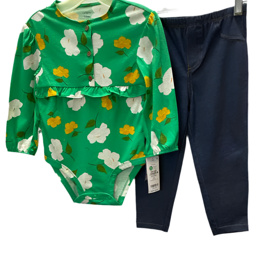 Carters (C) GREEN BLUE Infant Size 24 MO 2PC Casual