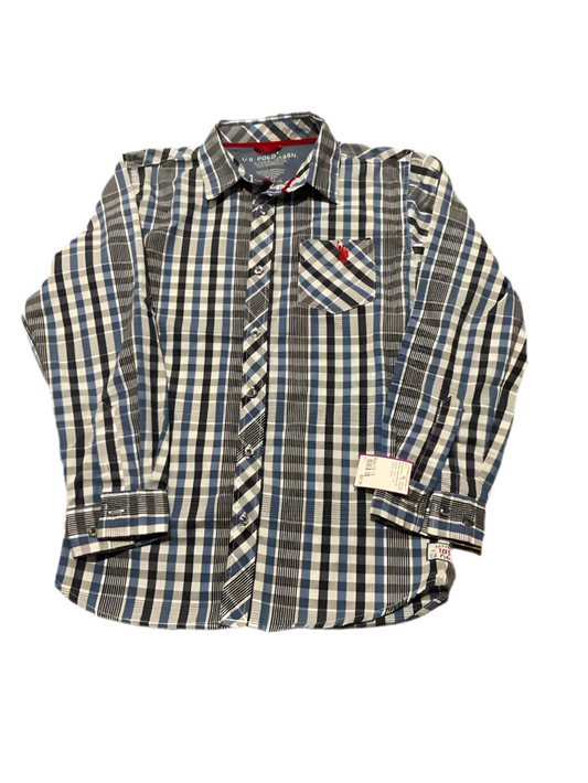 US Polo Association (C) Gingham Youth Size 10-12 Boy's ButtondownLS