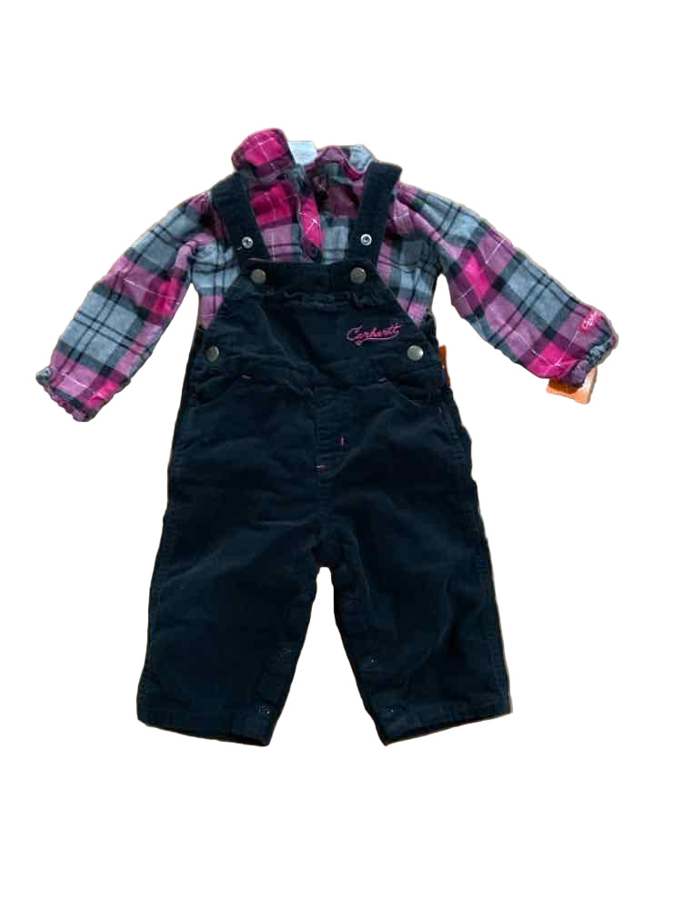 Carhartt (A) Black Pink Infant Size 12 MO Girl's 2PC Overall Pant