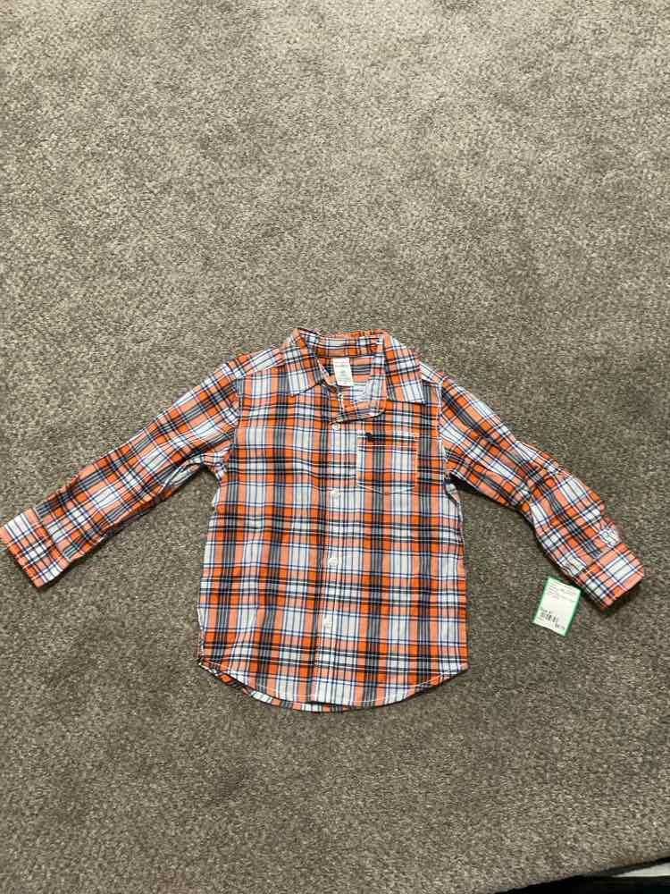 Carters (C) Orange Plaid Toddler Size 4T Boy's ButtondownLS