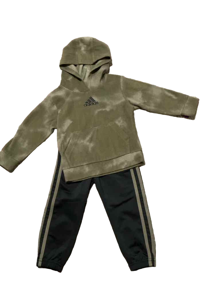 Adidas (B) Green Black Toddler Size 2T Boy's 2PCAthleticPantSuit