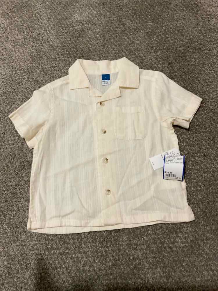 Old Navy (C) Cream Toddler Size 2T Boy's ButtondownSS