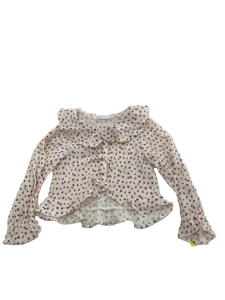 Zara (B) Floral Youth Size 6 Girl's ButtondownLS