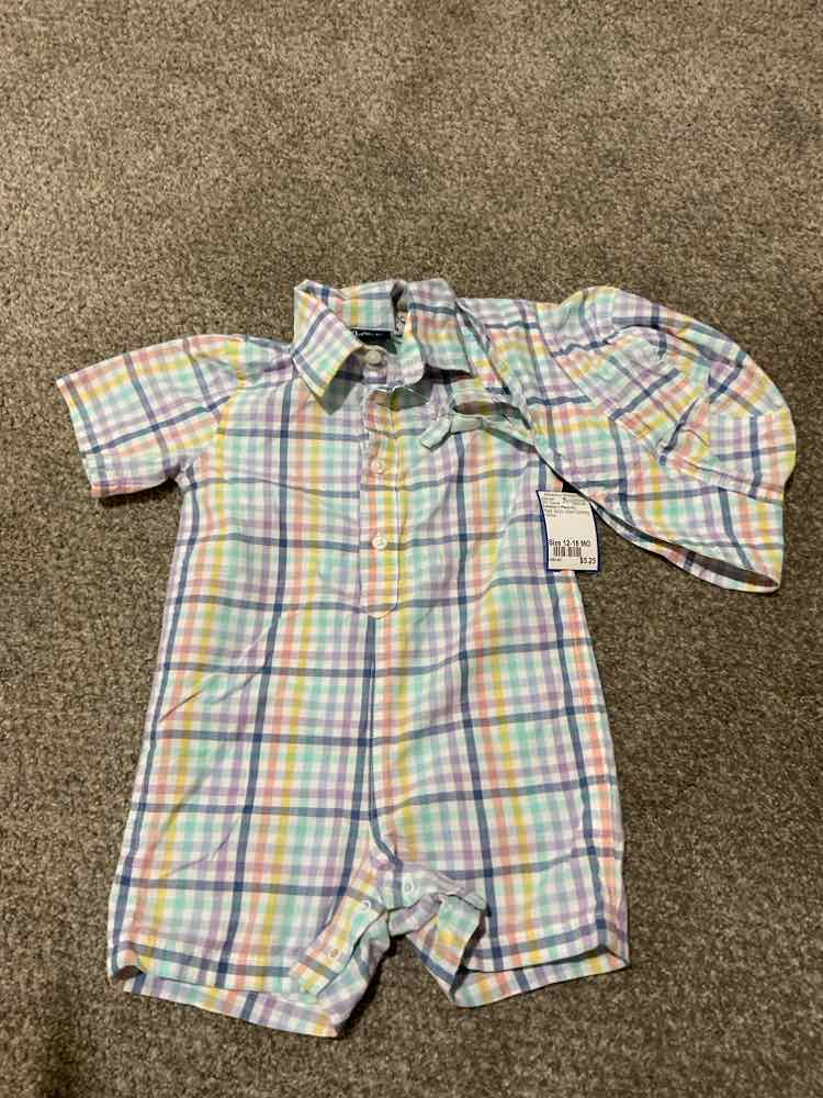 Children's Place (D) Plaid Infant Size 12-18 MO Boy's 2PC Casual