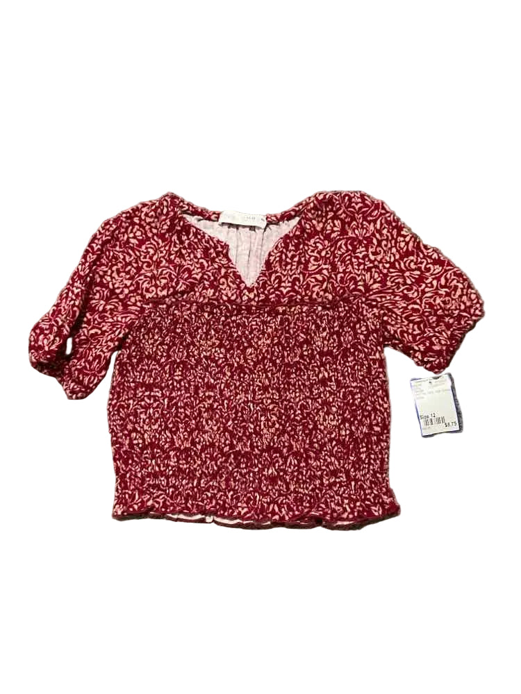 Zara (B) Red Tan Youth Size 12 Girl's SSTop