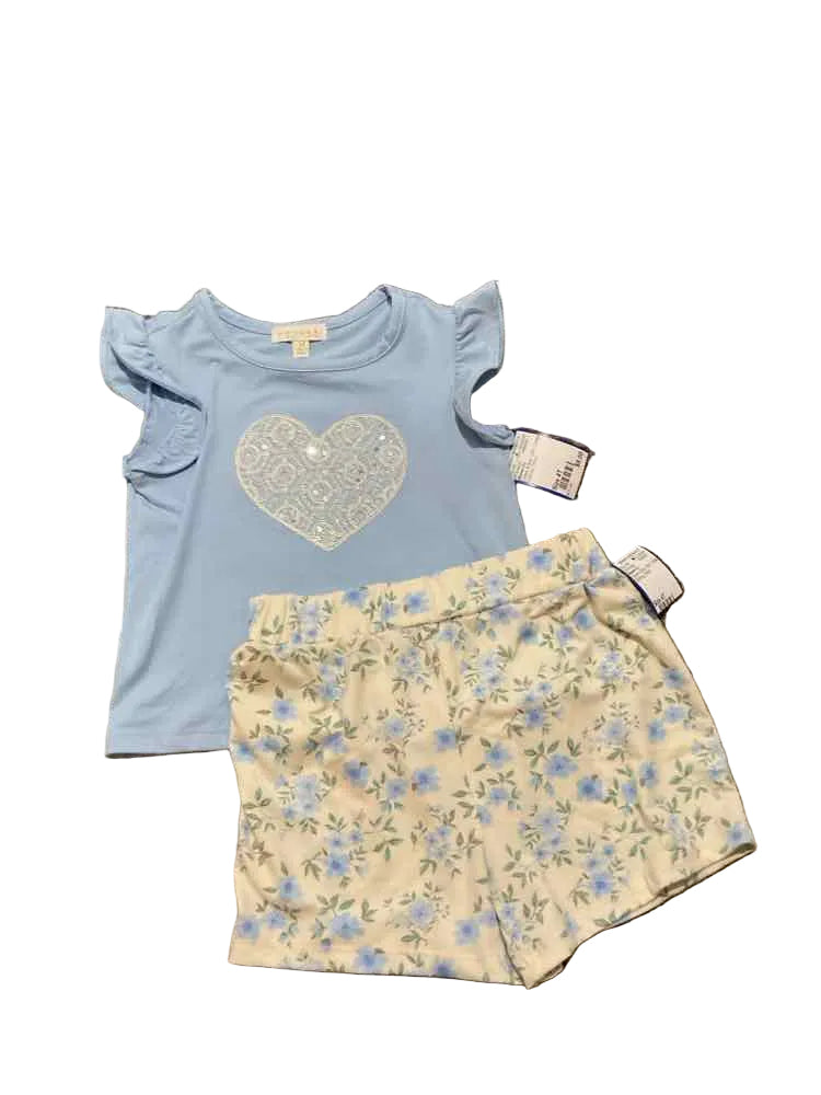 Btween (C) Cream & Blue Toddler Size 4T Girl's 2PCCasual